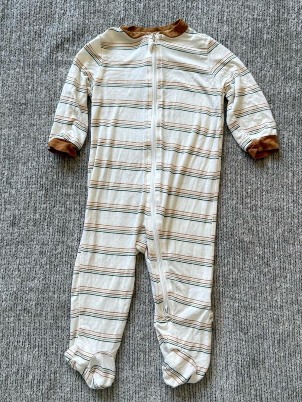 Milkberry Striped Bamboo‎ Zip Footie Pajama 3-6M Neutral Baby Sleeper